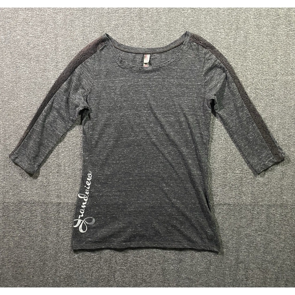 District Made Top Womens Gray 3/4 Sleeve Poly Cotton Rayon Soft Size S